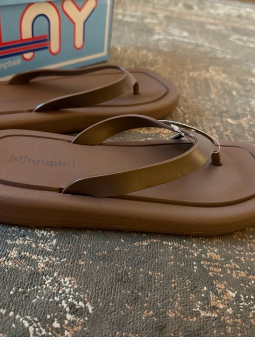 Jeffrey Campbell  “Free People Elemental ” Brown Flip Flops